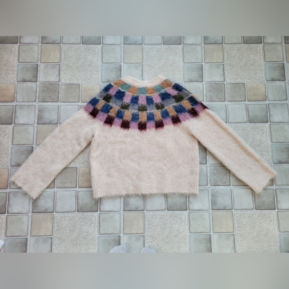 Madewell Brushed Checkerboard Fair Isle Sweater Size Small - Picture 6 of 7